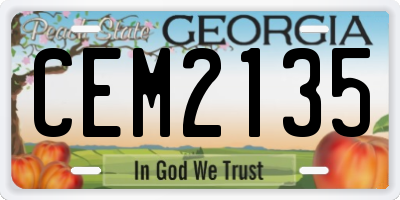 GA license plate CEM2135