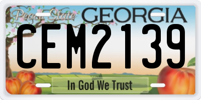 GA license plate CEM2139