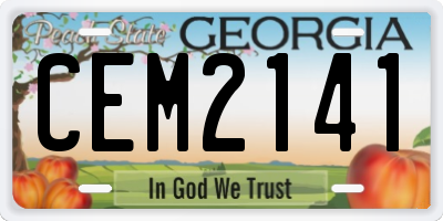 GA license plate CEM2141
