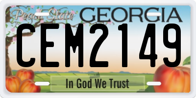 GA license plate CEM2149
