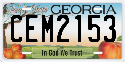 GA license plate CEM2153
