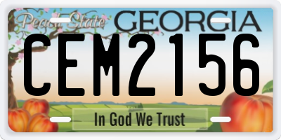 GA license plate CEM2156