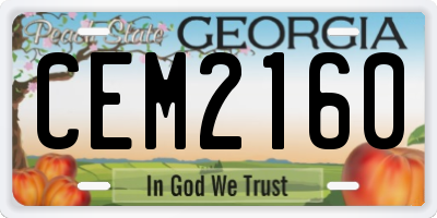 GA license plate CEM2160