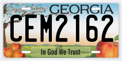 GA license plate CEM2162