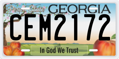 GA license plate CEM2172