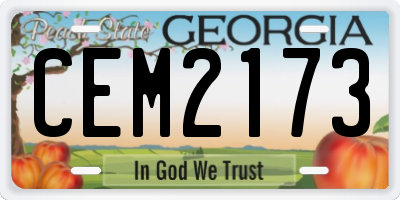 GA license plate CEM2173