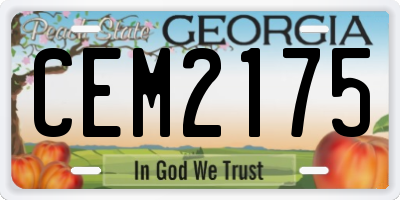 GA license plate CEM2175