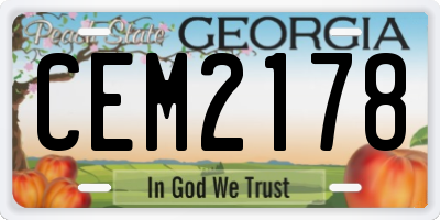 GA license plate CEM2178