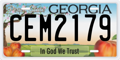 GA license plate CEM2179