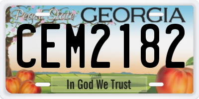 GA license plate CEM2182