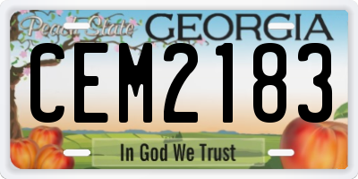 GA license plate CEM2183