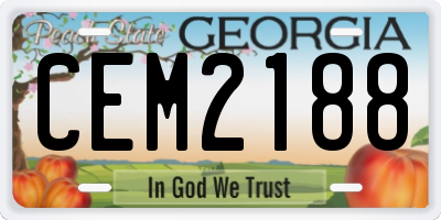 GA license plate CEM2188