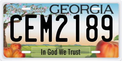 GA license plate CEM2189