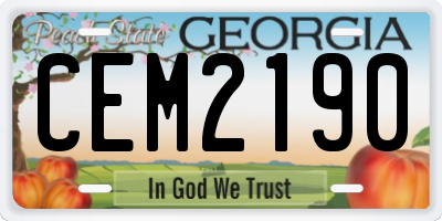 GA license plate CEM2190