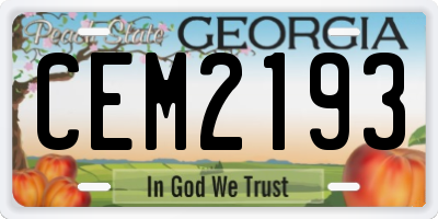 GA license plate CEM2193
