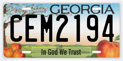 GA license plate CEM2194