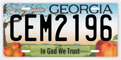 GA license plate CEM2196