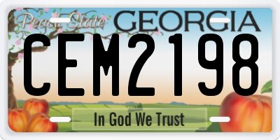 GA license plate CEM2198