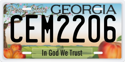 GA license plate CEM2206