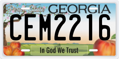 GA license plate CEM2216