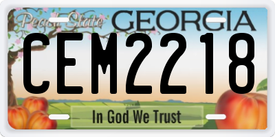 GA license plate CEM2218