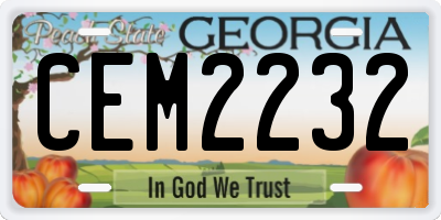 GA license plate CEM2232
