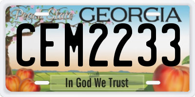 GA license plate CEM2233