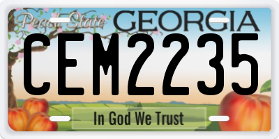 GA license plate CEM2235