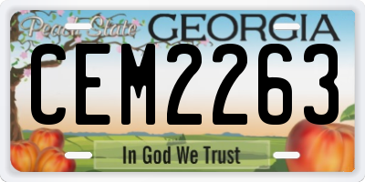 GA license plate CEM2263