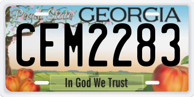 GA license plate CEM2283