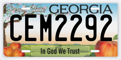 GA license plate CEM2292