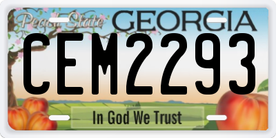 GA license plate CEM2293