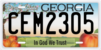 GA license plate CEM2305