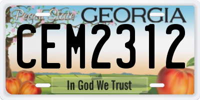 GA license plate CEM2312