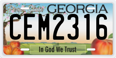 GA license plate CEM2316