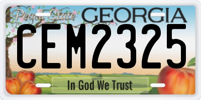 GA license plate CEM2325