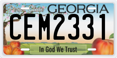 GA license plate CEM2331