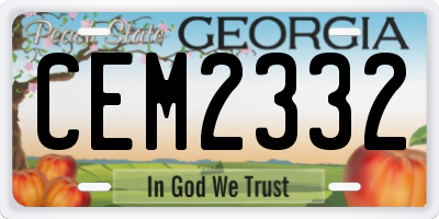 GA license plate CEM2332