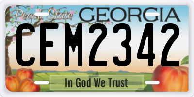 GA license plate CEM2342