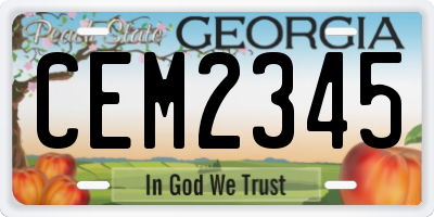 GA license plate CEM2345