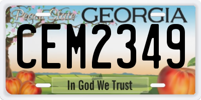 GA license plate CEM2349