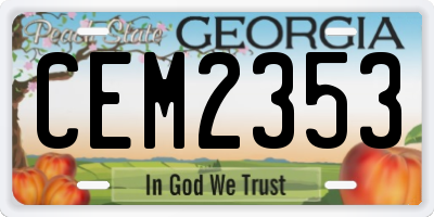 GA license plate CEM2353