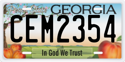 GA license plate CEM2354