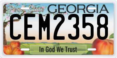 GA license plate CEM2358