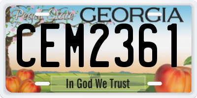 GA license plate CEM2361