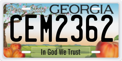 GA license plate CEM2362