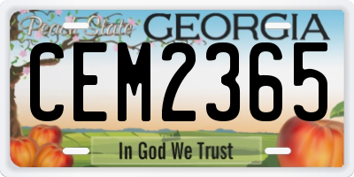 GA license plate CEM2365