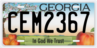 GA license plate CEM2367