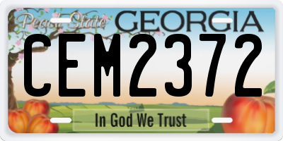 GA license plate CEM2372