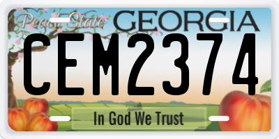 GA license plate CEM2374